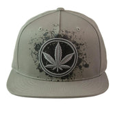 Pot Leaf Cannabis, 420, Mary Jane, Marijuana Leaf Logo Gray Flat Bill Snapback Hat
